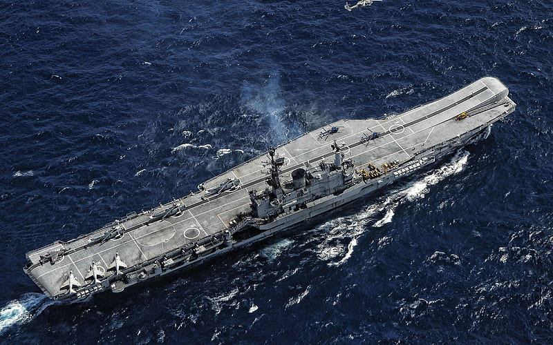 INS Viraat, R22, Aircraft carrier, Indian warship, Indian Navy, Centaur-class aircraft carrier, ocean, HD wallpaper