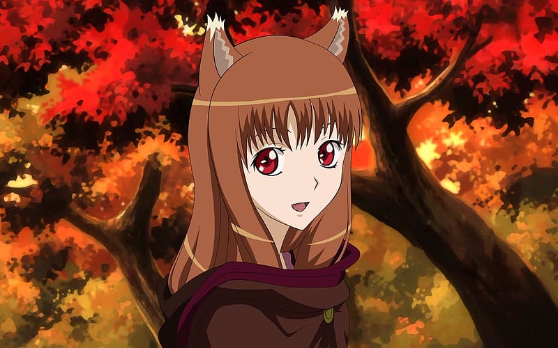 Anime, Face, Red Eyes, Brown Hair, Holo (Spice & Wolf), Animal Ears, Spice And Wolf, HD wallpaper