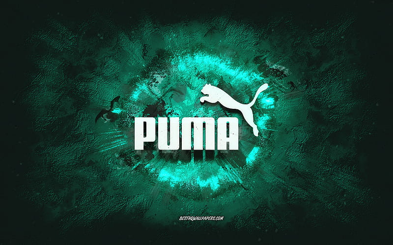 Vueltas y vueltas En marcha Gimnasio Logo de puma, arte grunge, de piedra turquesa, logo blanco de puma, puma,  arte creativo, Fondo de pantalla HD | Peakpx
