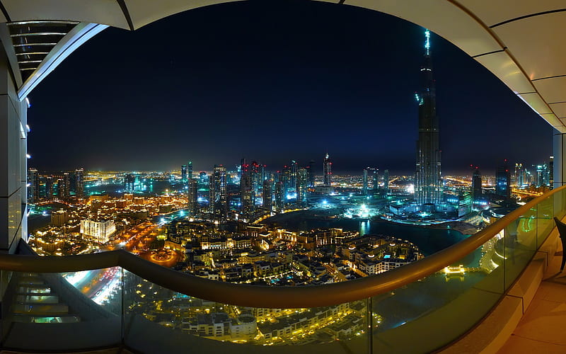Spectacular View Dubai City, modern, view, buildings, balcony, HD wallpaper