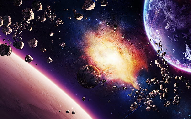 space planet explosion light-, HD wallpaper