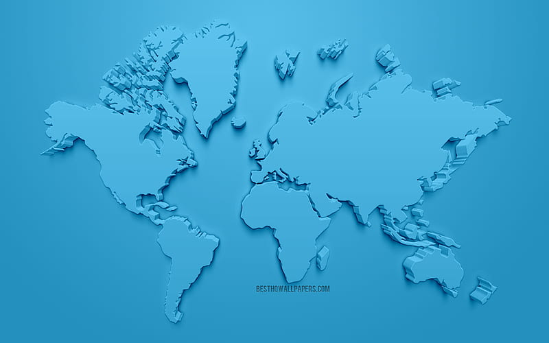 Blue 3D world map, creative 3D art, blue background, world map concepts,  continents, HD wallpaper | Peakpx
