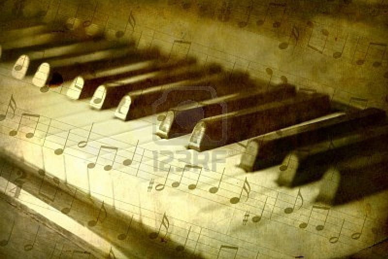Piano with notes, keys, music, notes, background, black, bonito, tv, piano, tone, nice, song, tones, theme, white, HD wallpaper