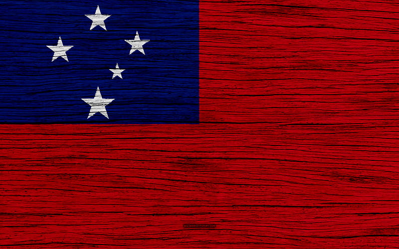 Flag of Samoa Oceania, wooden texture, national symbols, Samoa flag, art, Samoa, HD wallpaper
