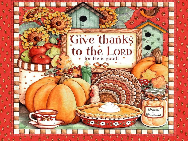 Thanksgiving, Fall, ribbons, bows, fruit, leaves, sunflowers, jar, pumpkin, pie, pumpkin pie, candle, acorns, apples, bird houses, nuts, bird, turkey, berries, cup, Autumn, HD wallpaper