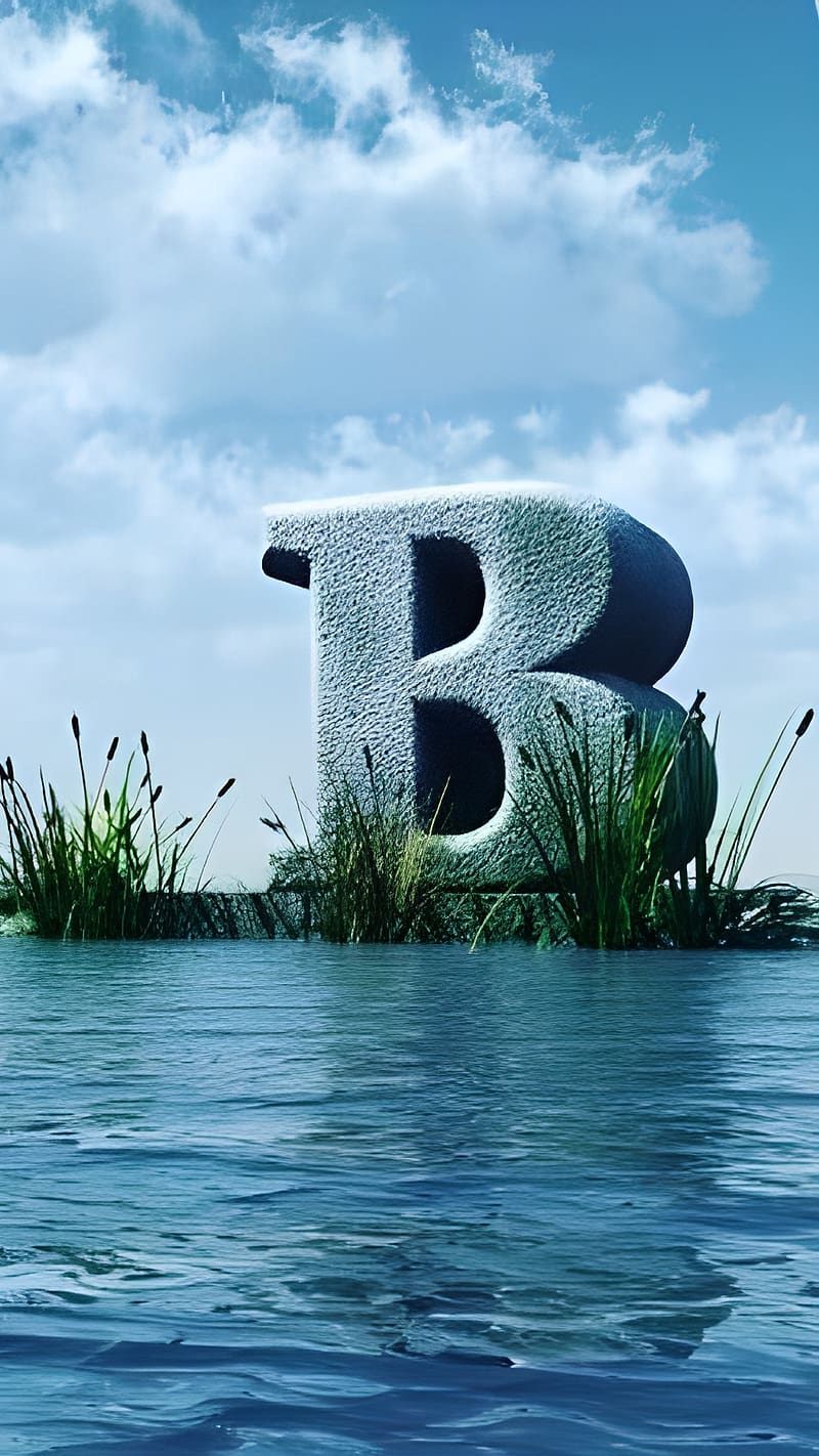 B Naam Ke, water side b, letter b, HD phone wallpaper