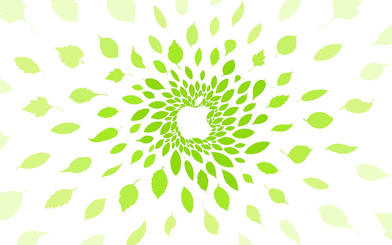 Apple, creative logo, green leaves, whirl, creative art, emblem, HD wallpaper