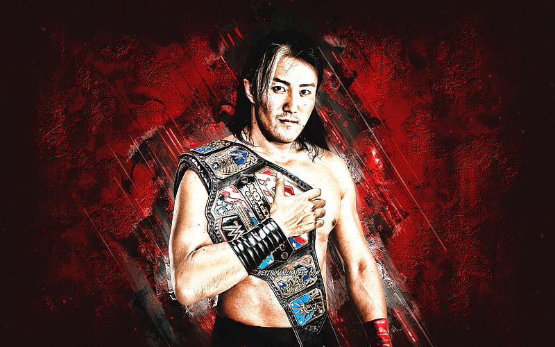 Yoshi Tatsu, Japanese wrestler, Naofumi Yamamoto, WWE, portrait, red stone background, HD wallpaper