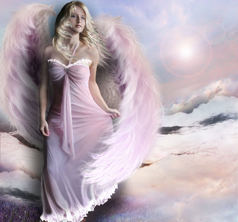 Pink angel, 3d, model, girl, angel, HD wallpaper | Peakpx