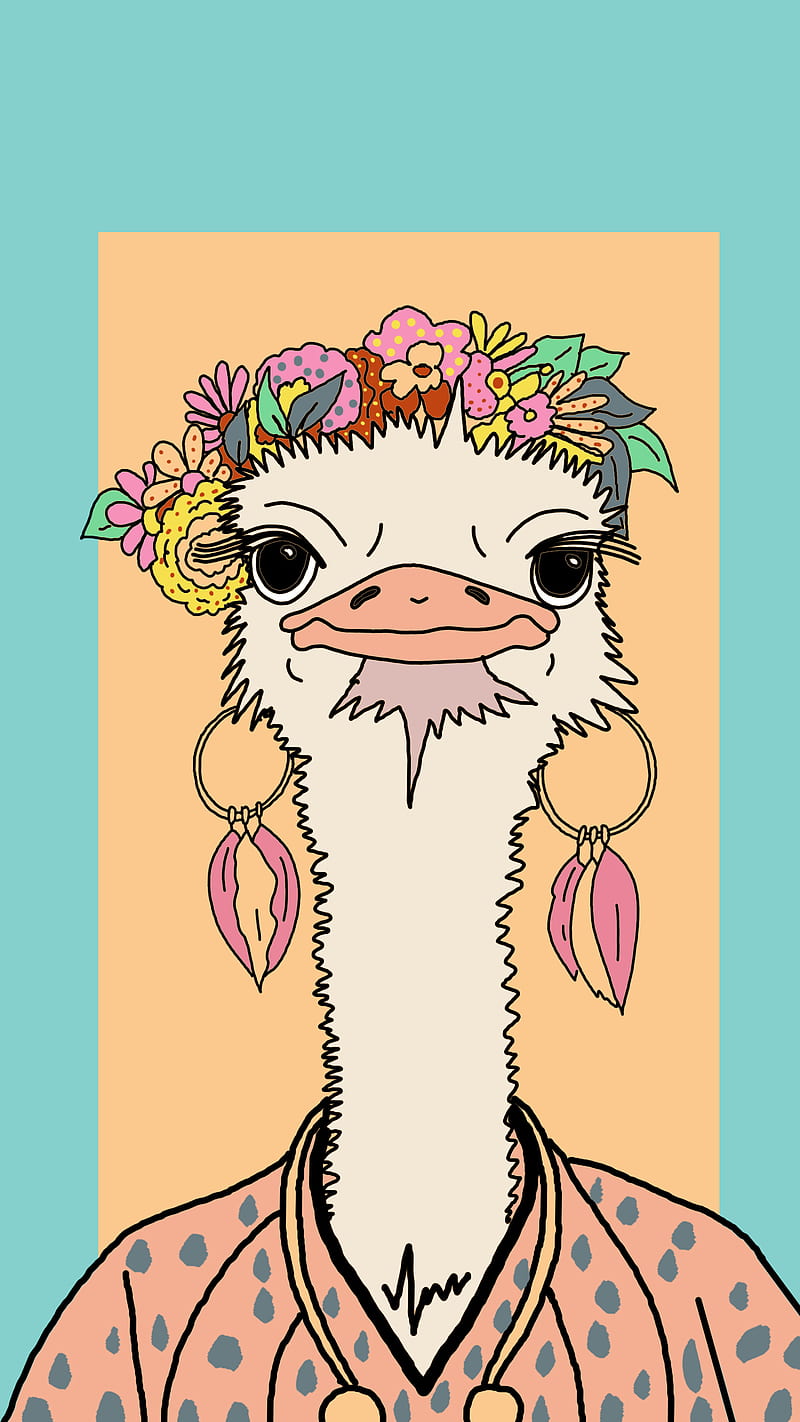 Fashion ostrich funny, animal, art, bird, cute, drawing, fun, pop, pop art,  HD phone wallpaper | Peakpx