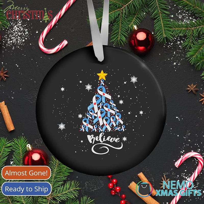Diabetes Awareness Believe Ribbon Christmas Tree Ornament, HD phone wallpaper
