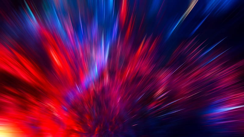 color explosion, neon colors, red and blue, Abstract, HD wallpaper