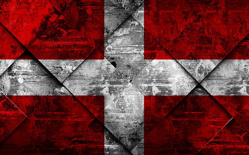 Flag of Savoy grunge art, rhombus grunge texture, french province, Savoy flag, France, french national symbols, Savoy, Provinces of France, creative art, HD wallpaper