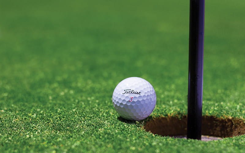 golf ball, hole, grass, meadow, blurry, Sports, HD wallpaper