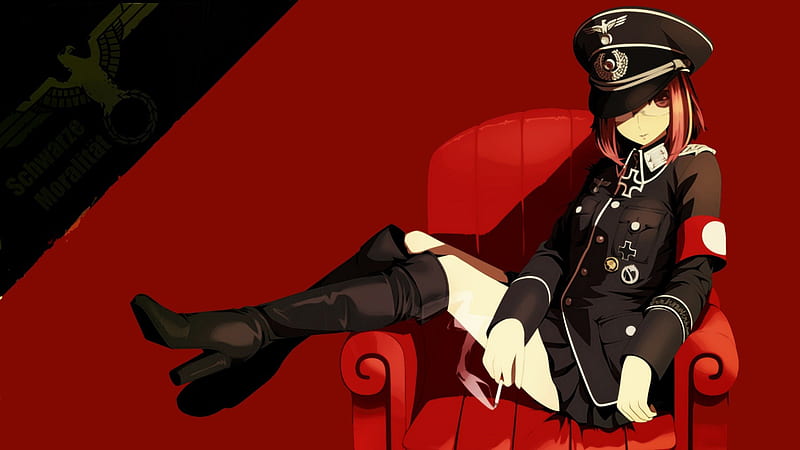General, black, red, anime, women, HD wallpaper