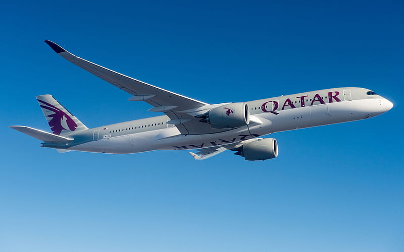 Airbus A350-900, passenger plane, Qatar Airways, air travel, Airbus A350 XWB, modern airplanes, Airbus, HD wallpaper
