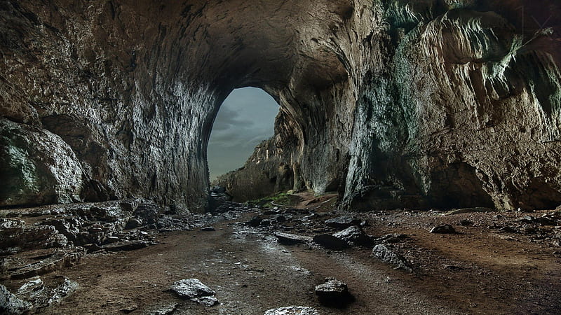 Prohodna cave, rocks, landscapes, dark, cavern, hidden worlds, HD wallpaper
