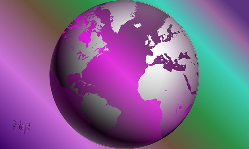 Pcologist-Purple-world-3D, world, globe, 3d, purple, HD wallpaper