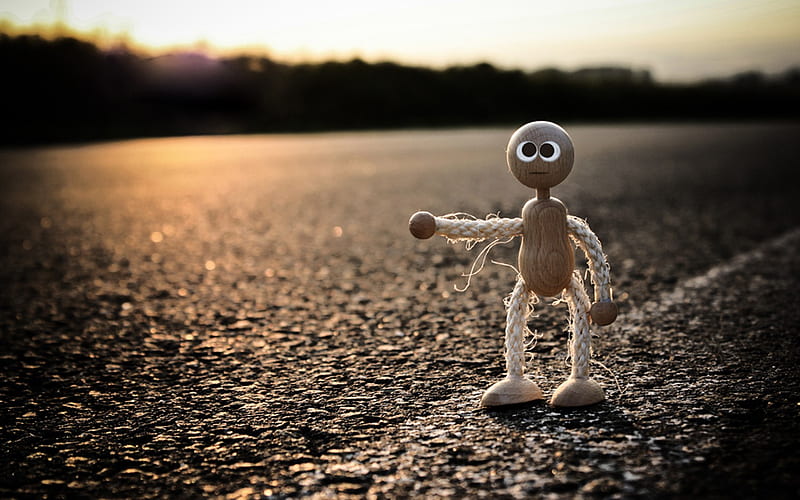 stopper, road, creative, doll, hitchhikers, HD wallpaper