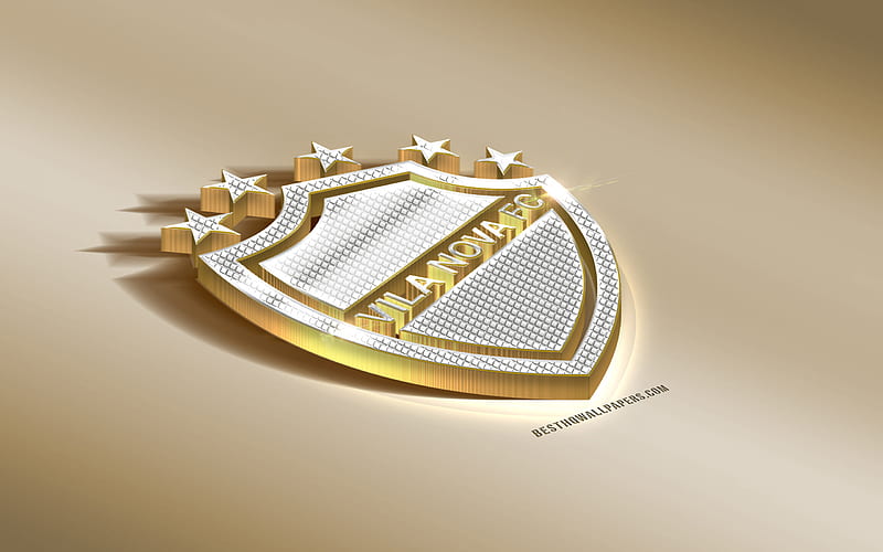 Vila Nova FC, Brazilian football club, golden silver logo, Goiania, Brazil, Serie B, 3d golden emblem, creative 3d art, football, HD wallpaper