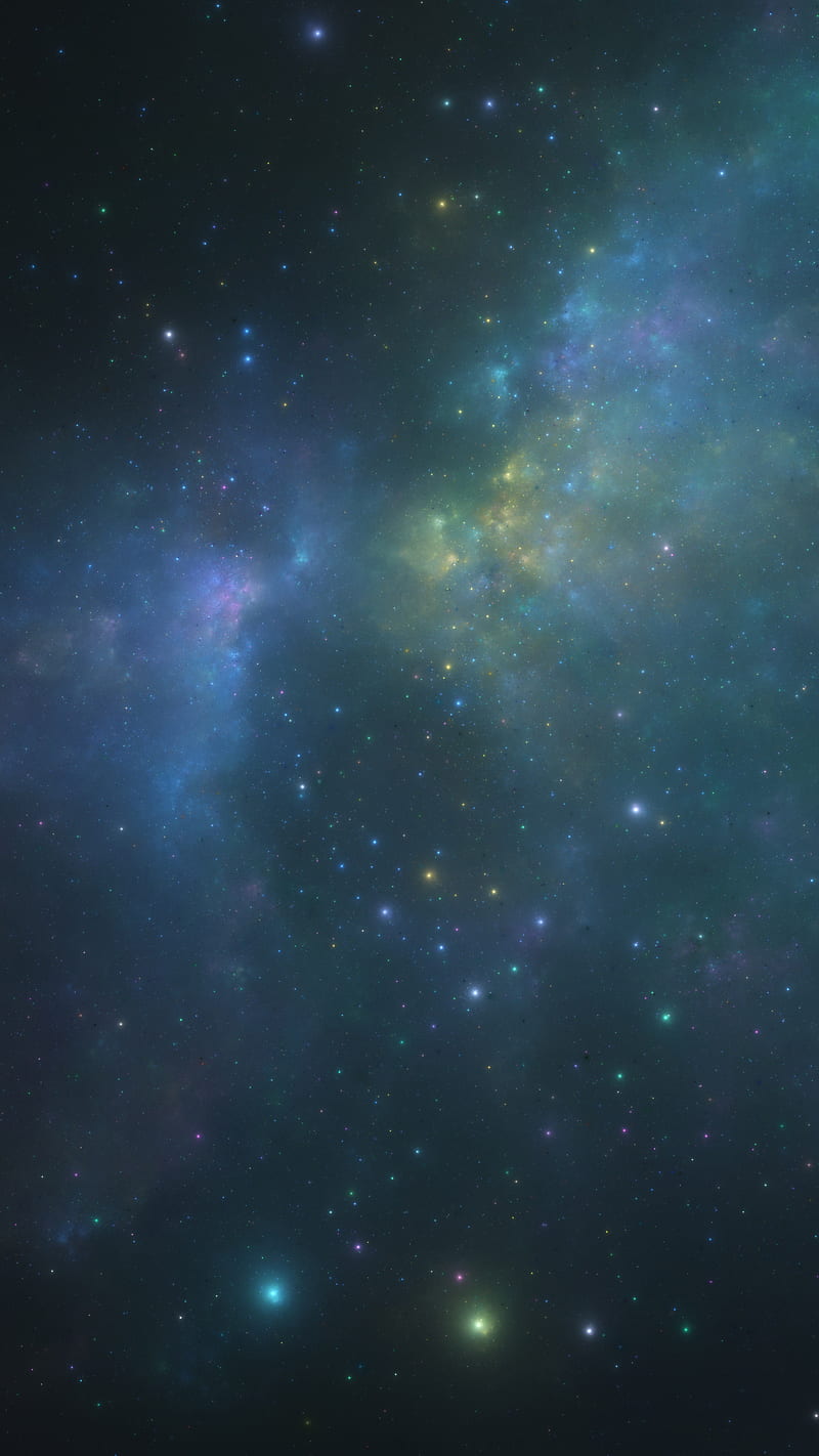 Nebula 13, 2D, Alastair, birth, blue, cloud, cosmos, dust, fire, fractal, galaxy, gas, glow, gold, green, neon, peaceful, purple, scifi, space, sparkle, star, starfield, stars, yellow, HD phone wallpaper
