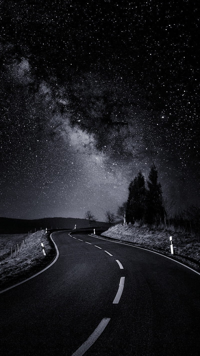 black edition, dark, eternity, landscapes, night, road, star, starry, stars, storm, HD phone wallpaper