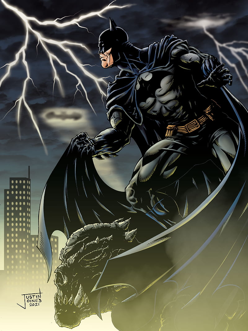 Batman on Gargoyle, dark, knight, justice, comics, league, HD phone  wallpaper | Peakpx
