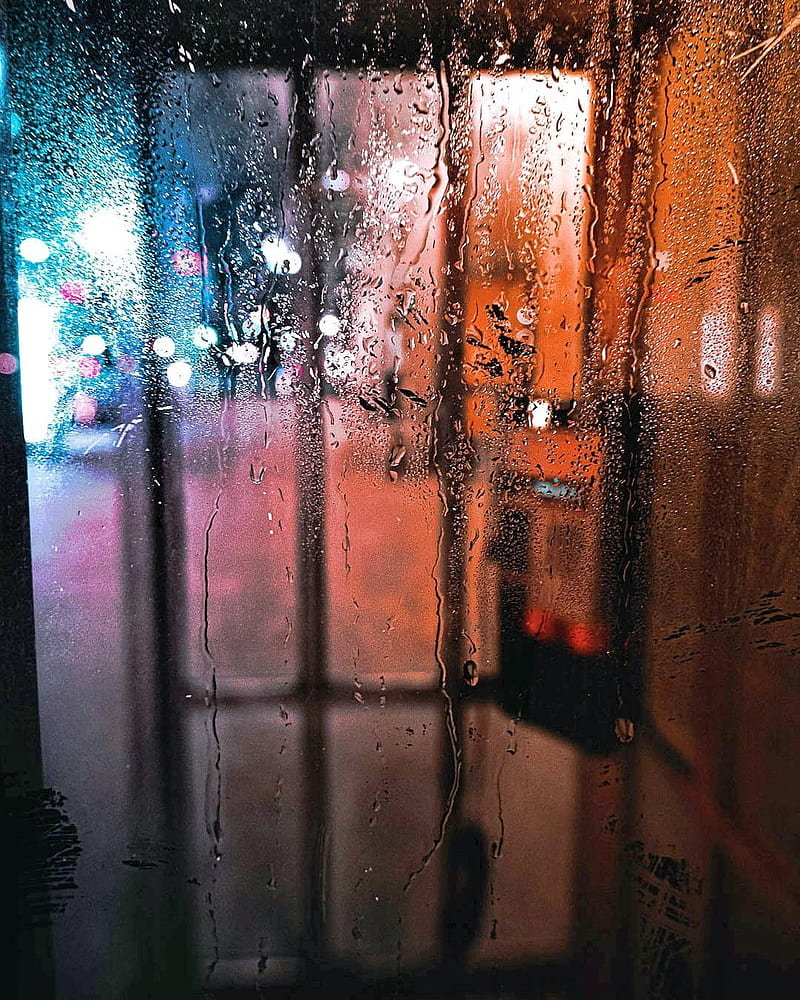 Blurred dialto e, bokeh, bts, city, effects, rain, street, telephone booth, toronto, urban, HD phone wallpaper