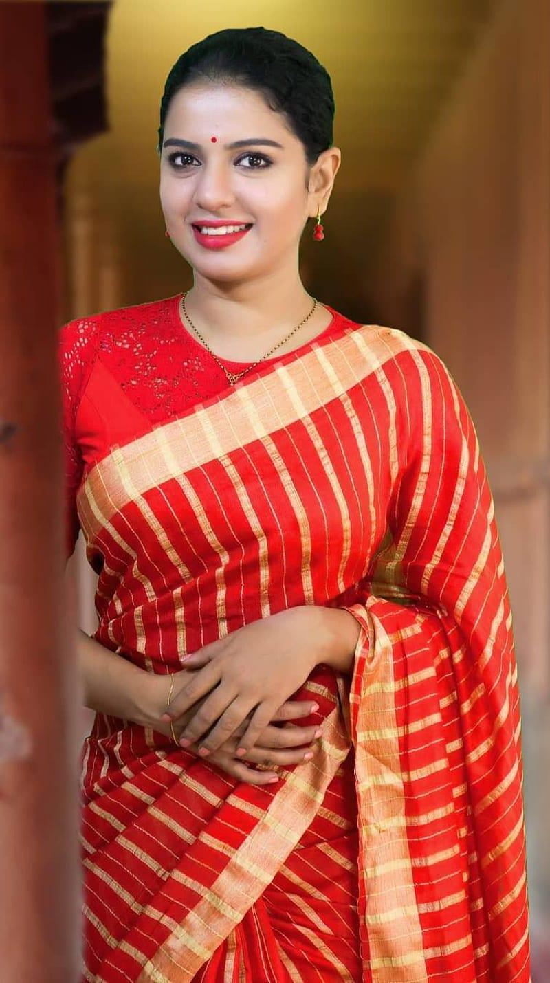 Stephy Leon , saree lover, mallu actress, HD phone wallpaper