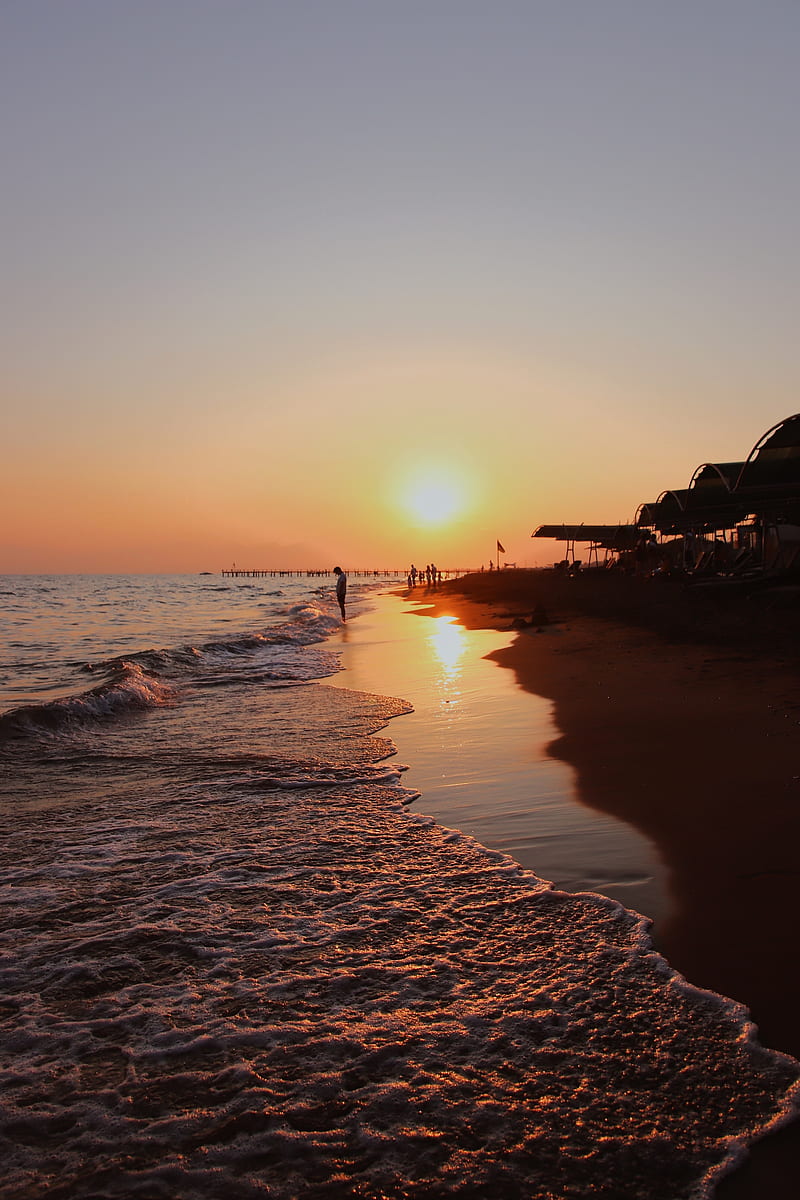 beach, sunset, sad, people, twilight, coast, HD phone wallpaper