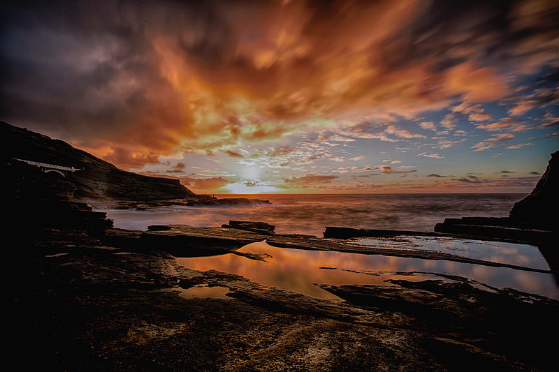 Backlit Dusk Dawn Seashore , seashore, dusk, dawn, nature, HD wallpaper