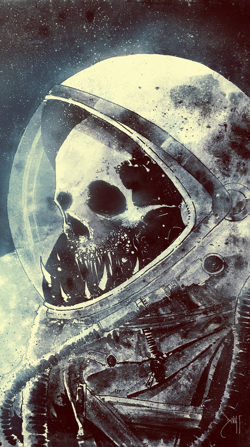 Tragedy, astronaut, cool, skull, space, HD phone wallpaper
