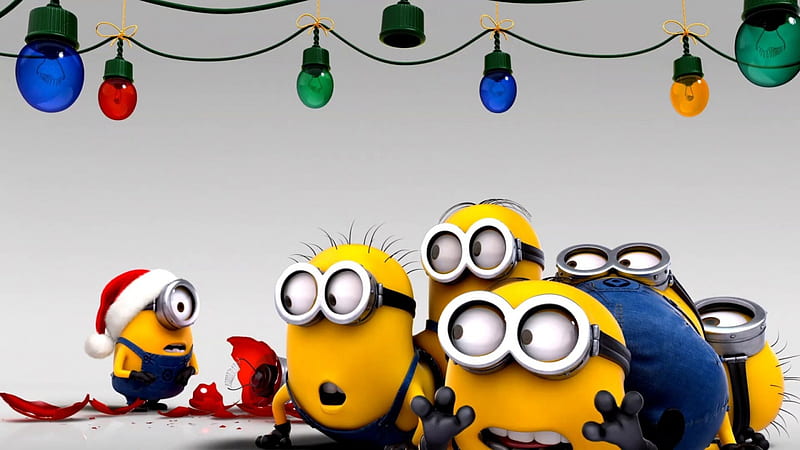 Despicable Me 2 (2013), poster, red, Despicable Me 2, movie, craciun, christmas, yellow, hat, cute, fantasy, aniem, funny, blue, HD wallpaper