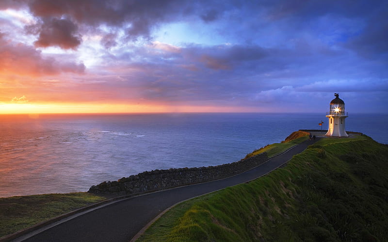 New Zealand North Island Lei Yinge Cape Lighthouse, HD wallpaper