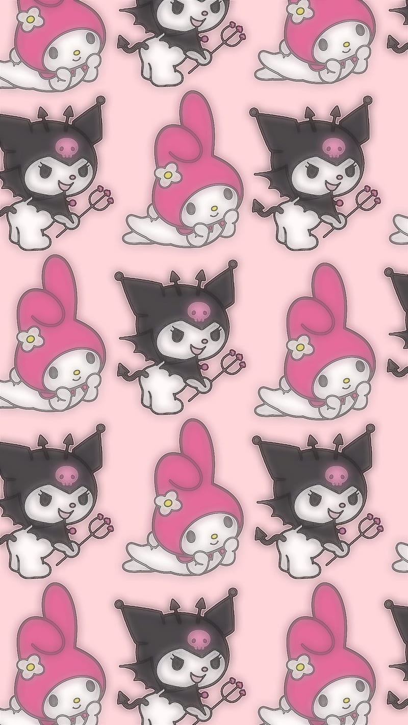 My Melody and kuromi, cute, draw, drawings, edgy, emo, my melody, soft, sweet, HD phone wallpaper