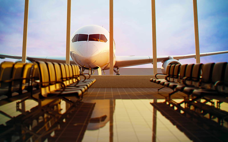 Passenger Plane, planes, sunlight, reflection, HD wallpaper