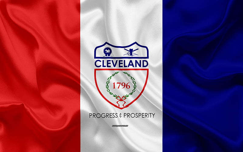 Flag of Cleveland silk texture, American city, silk flag, Cleveland flag, Ohio, USA, art, United States of America, Cleveland, HD wallpaper