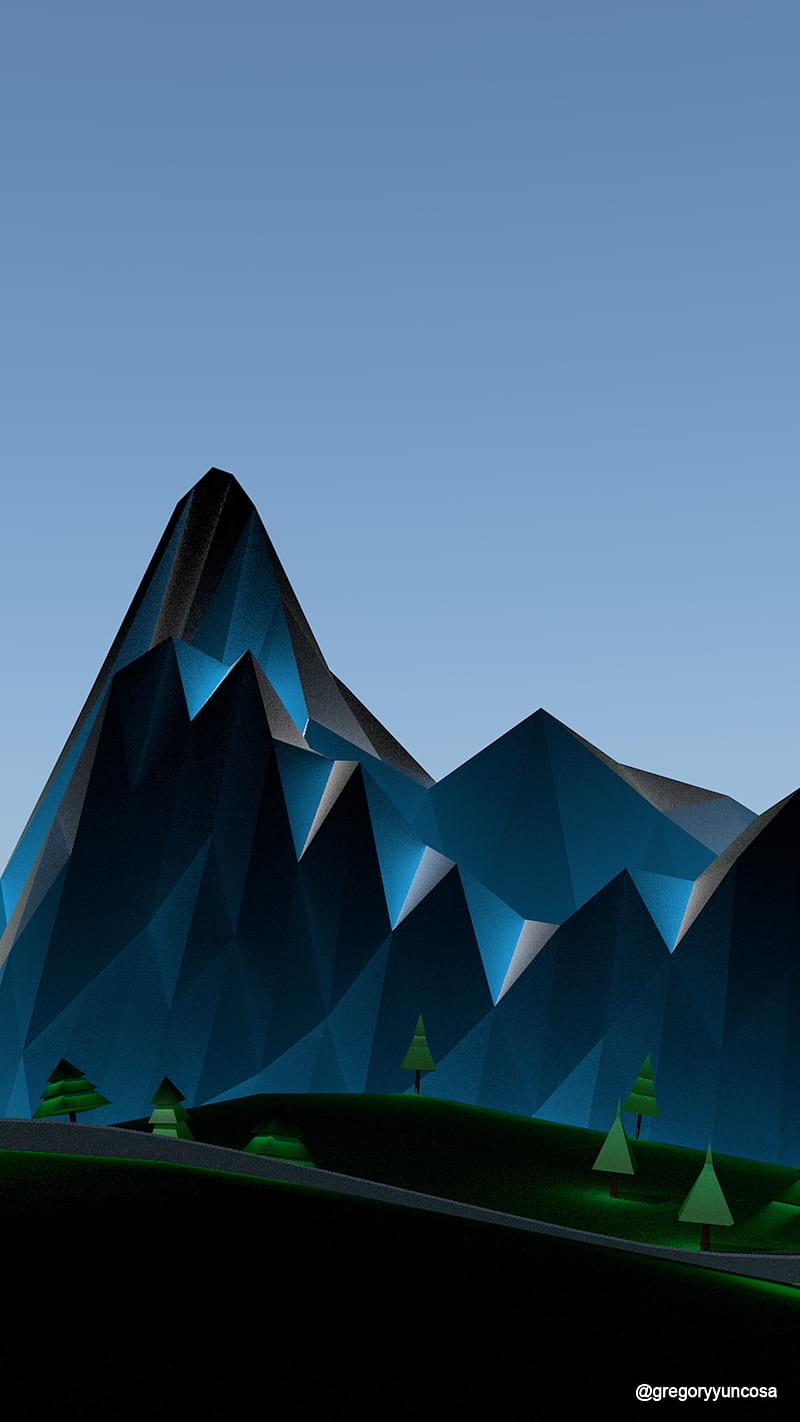 Low Poly Mountain, designs, forest, ice, landscape, low poly, pine tree