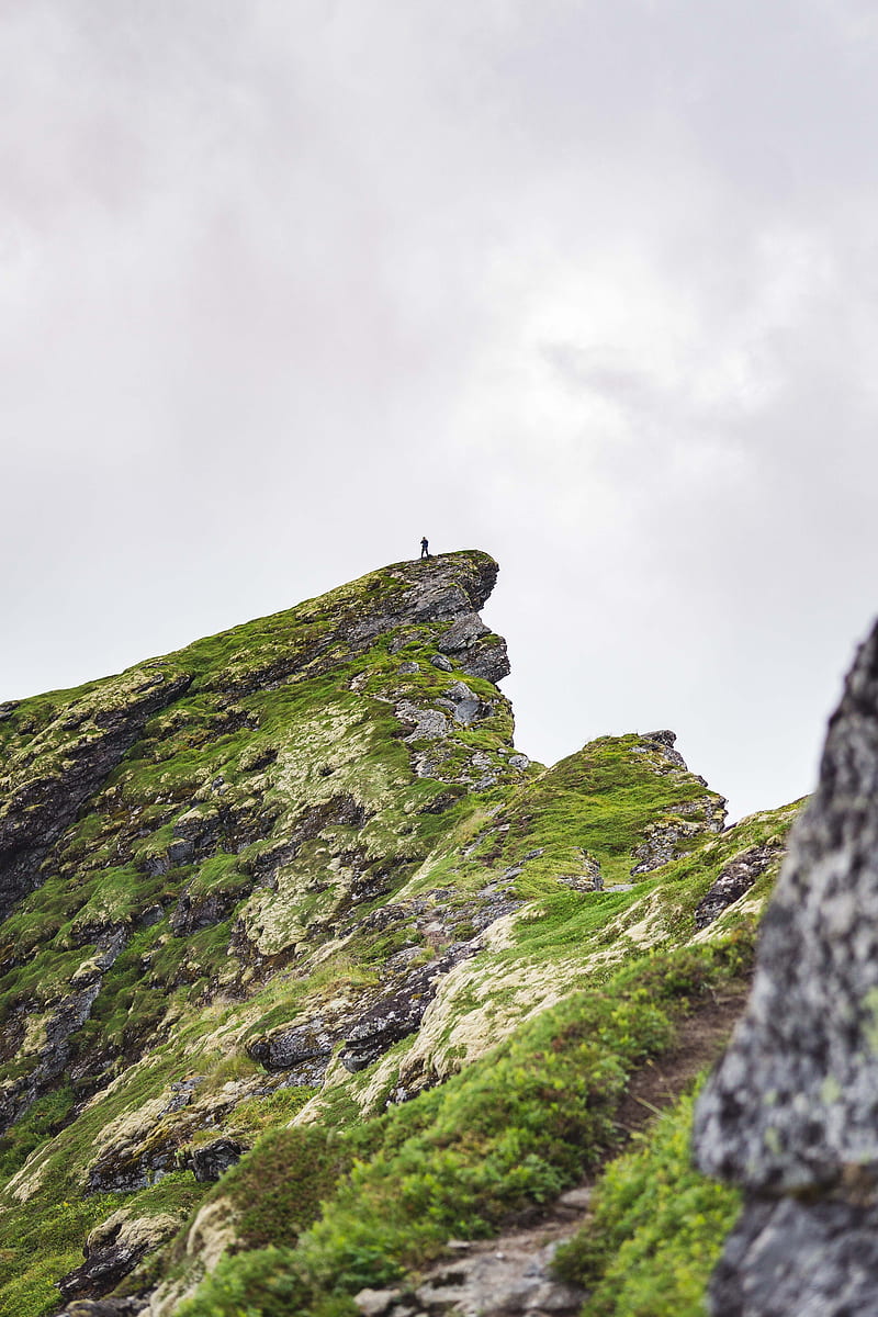 mountain, peak, rock, silhouette, loneliness, HD phone wallpaper
