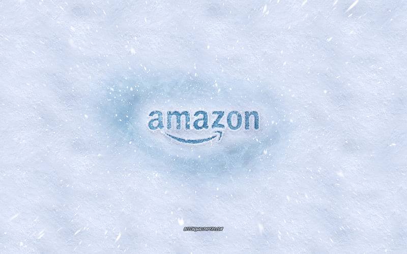 Amazon logo, winter concepts, snow texture, snow background, Amazon emblem, winter art, Amazon, HD wallpaper