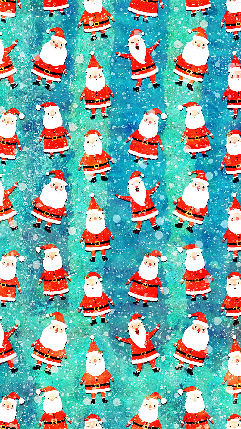 Cute Santa Pattern, Christmas, Claus, Santa, Xmas, funny, holiday, pattern, red, retro, winter, HD phone wallpaper