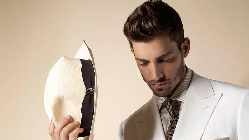 Classy Gentleman, suit, male, dressed, model, tie, man, hat, gentleman, classy, HD wallpaper