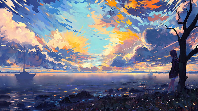 My Secret Alone Time Sea Shore Clouds Silence Digital Art , alone, artist, artwork, digital-art, boat, HD wallpaper