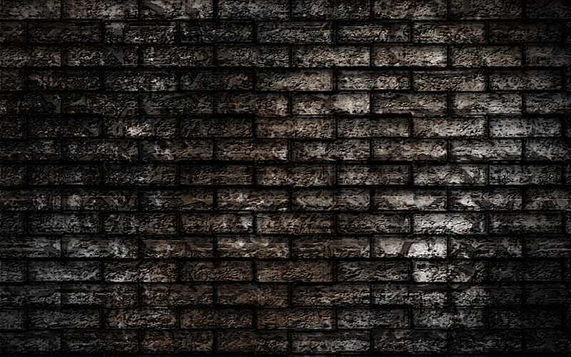 gray brick texture, grunge, brick wall brick pattern, gray brick wall, dark background, HD wallpaper