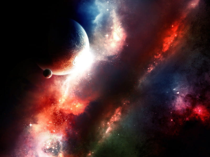 Colors of Outer Space, colorful, stars, planets, nebula, space, galaxies, HD wallpaper