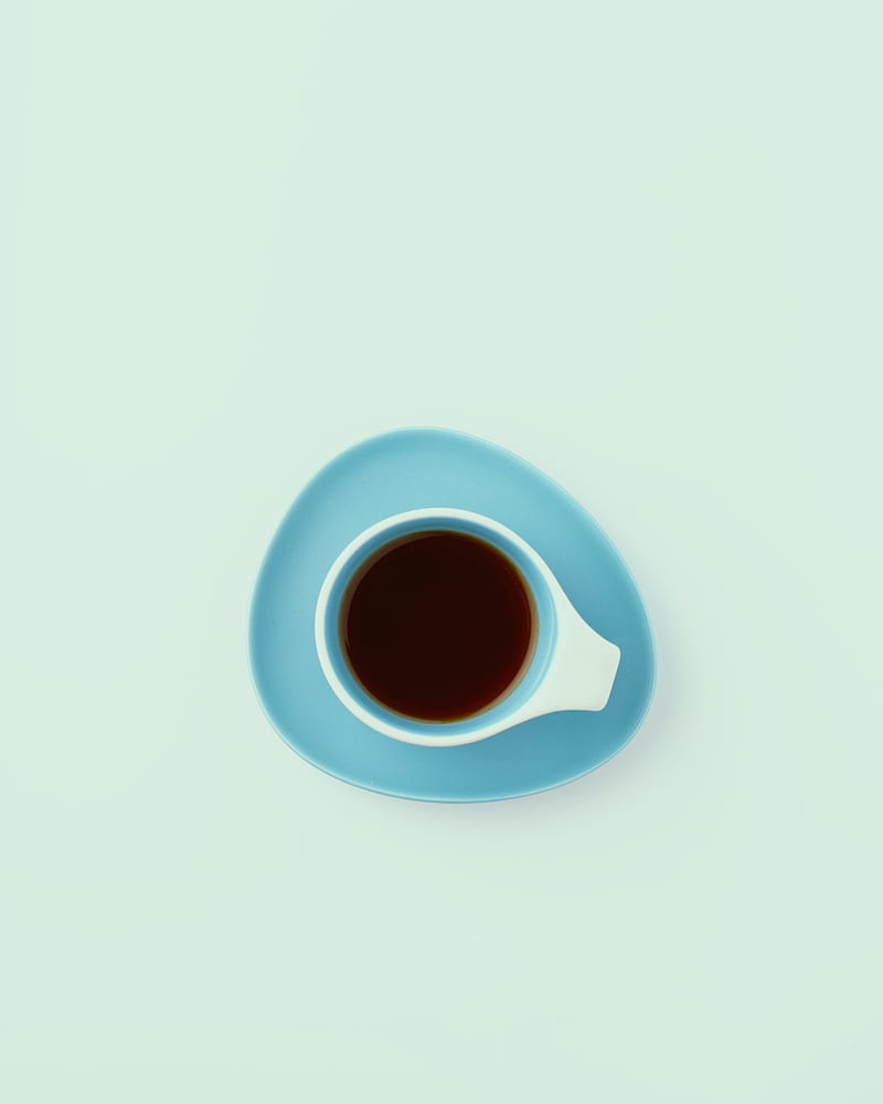 cup, minimalism, tea, drink, blue, HD phone wallpaper