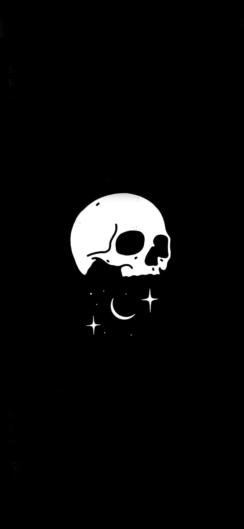 Skull , black, death, moon, night, stars, white, HD phone wallpaper