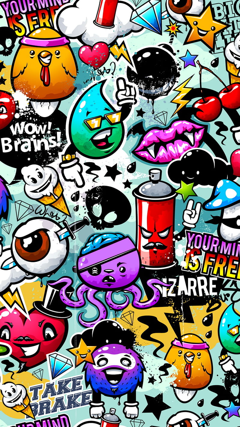 Graffiti, abstract, bizarre, stickers, HD phone wallpaper | Peakpx