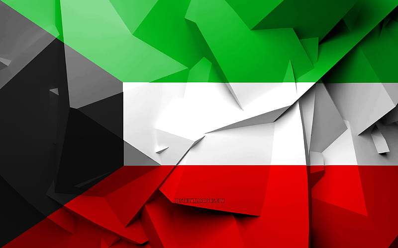 Flag of Kuwait, geometric art, Asian countries, Kuwaiti flag, creative, Kuwait, Asia, Kuwait 3D flag, national symbols, HD wallpaper