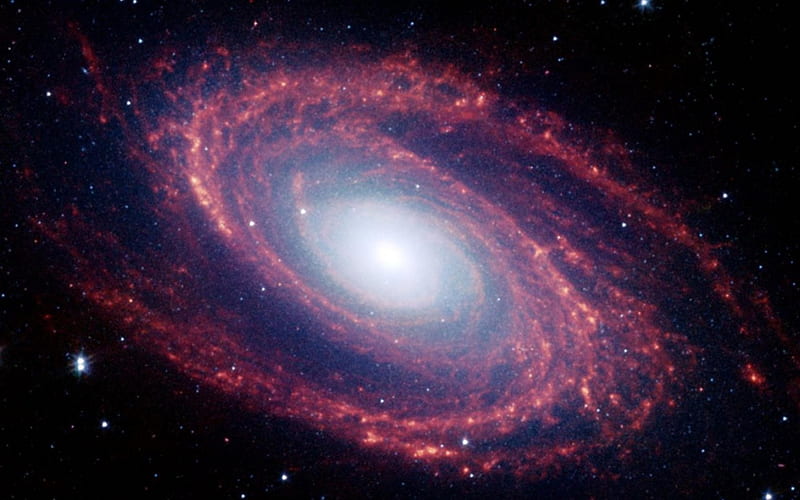 big spiral galaxy, red, hubble, HD wallpaper